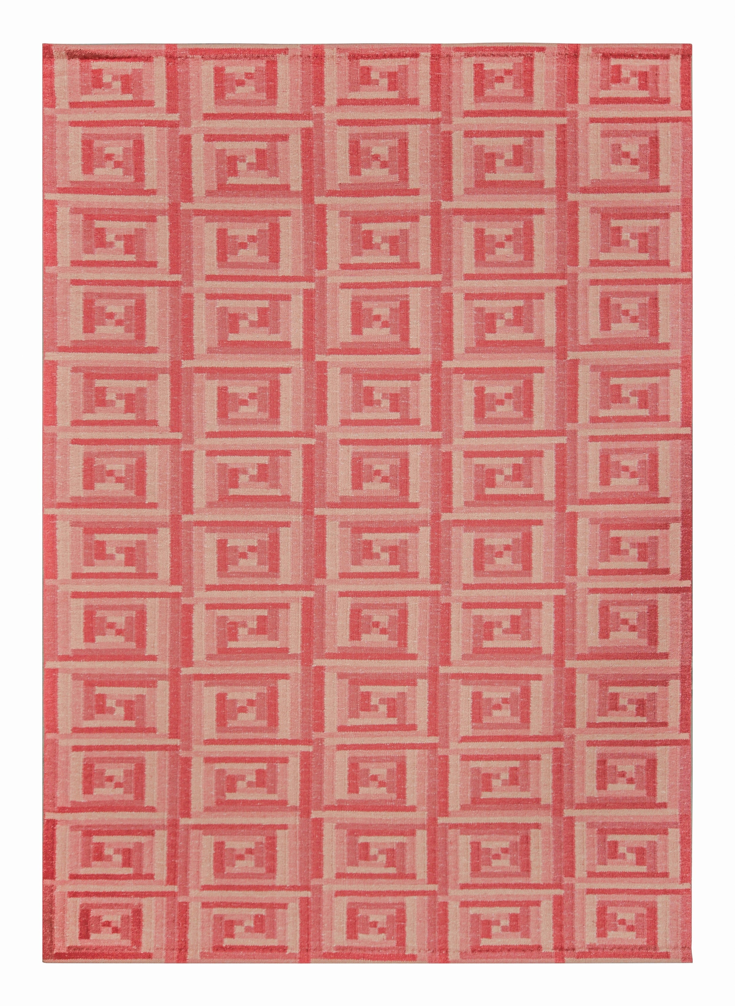 Tappeto in stile scandinavo Rug & Kilim con motivo geometrico rosso, rosa e beige