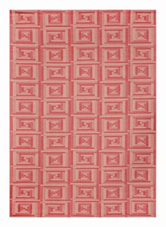 Rug & Kilim's Teppich im skandinavischen Stil mit geometrischem Muster in Rot, Rosa und Beige