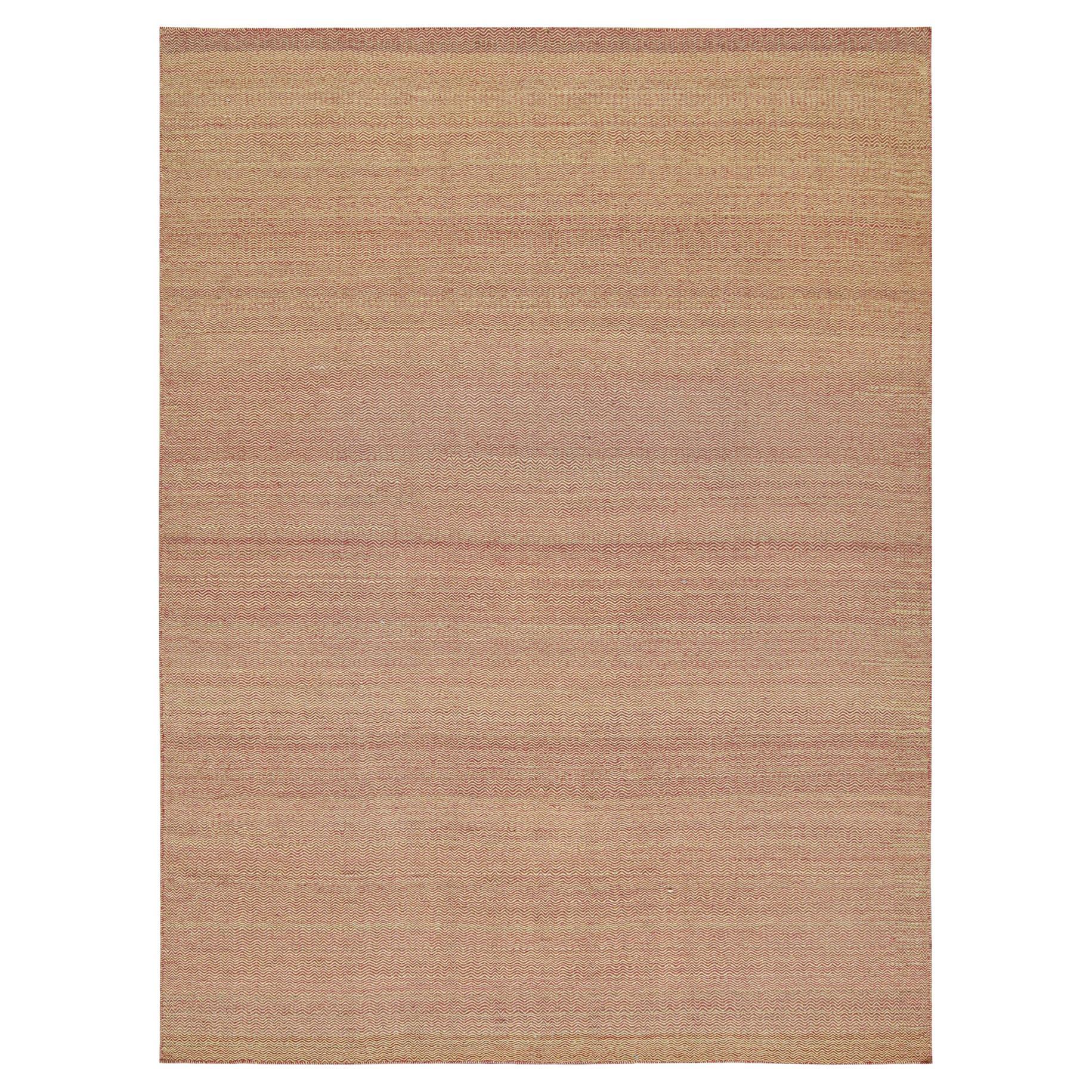 Rug & Kilim’s Contemporary Kilim Rug in Pink and Beige Chevrons