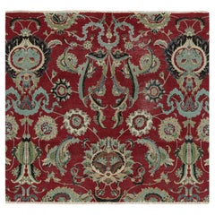 Tappeto quadrato persiano in stile Isfahan di Rug & Kilim in borgogna con motivi floreali