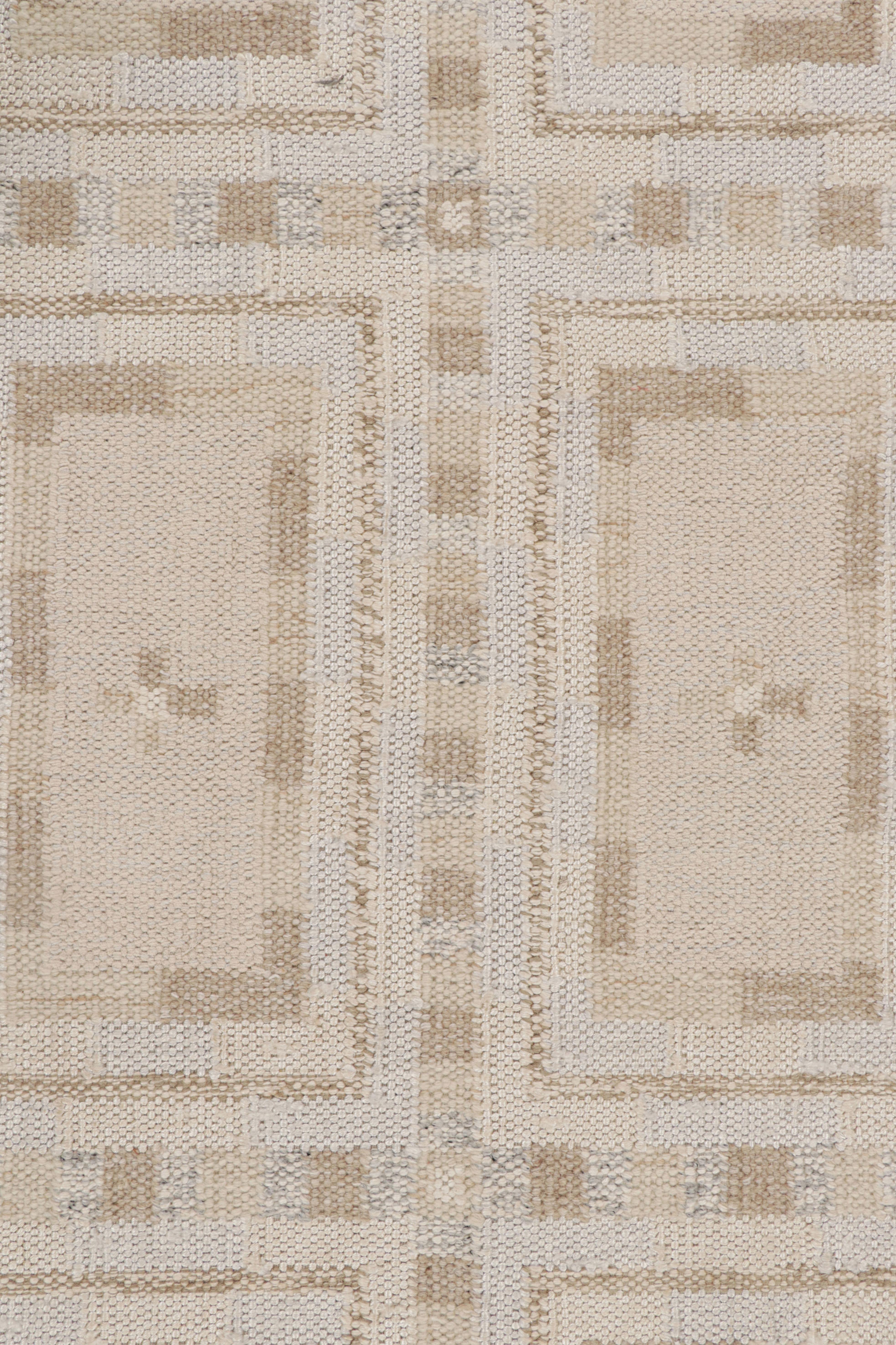 Annodato a mano Rug & Kilim: design personalizzato di tappeti in stile scandinavo con motivi geometrici in vendita