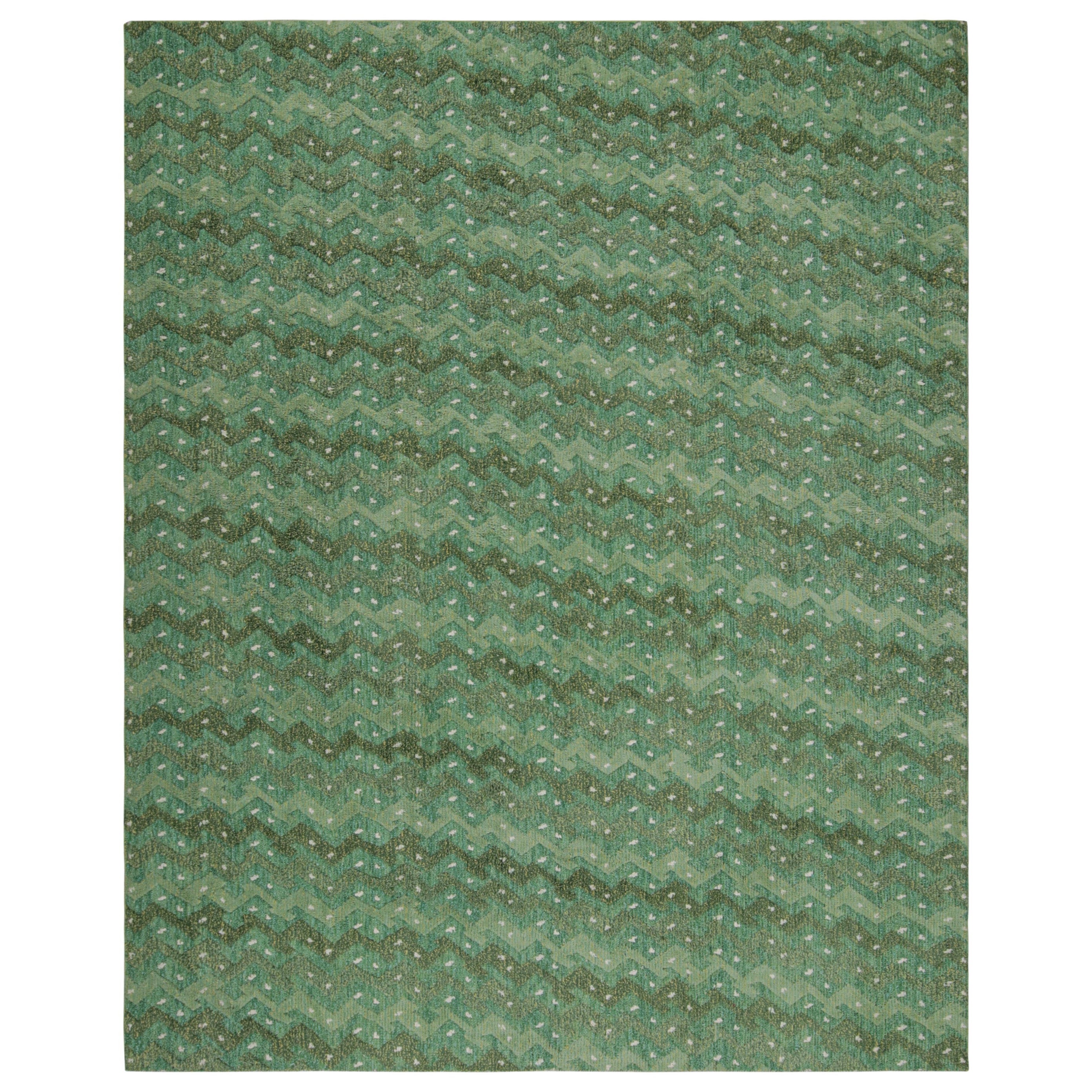 Tapis de style scandinave à motifs géométriques verts de Rug & Kilim