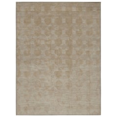 Rug & Kilim’s Cubist Art Deco Style Rug in Beige-Brown Geometric Patterns