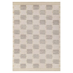 Rug & Kilim - Tappeto Kilim in stile scandinavo in grigio, motivo geometrico bianco sporco