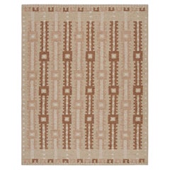 Rug & Kilim’s Scandinavian Style Rug with Pink, White and Beige-Brown Patterns