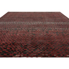 Rug & Kilim’s Moroccan Style Custom Rug Design, Red and Black Geometric Patterns