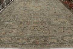 Rug & Kilim’s Oversized Oushak Style Rug in Blue and Beige-Brown with Florals
