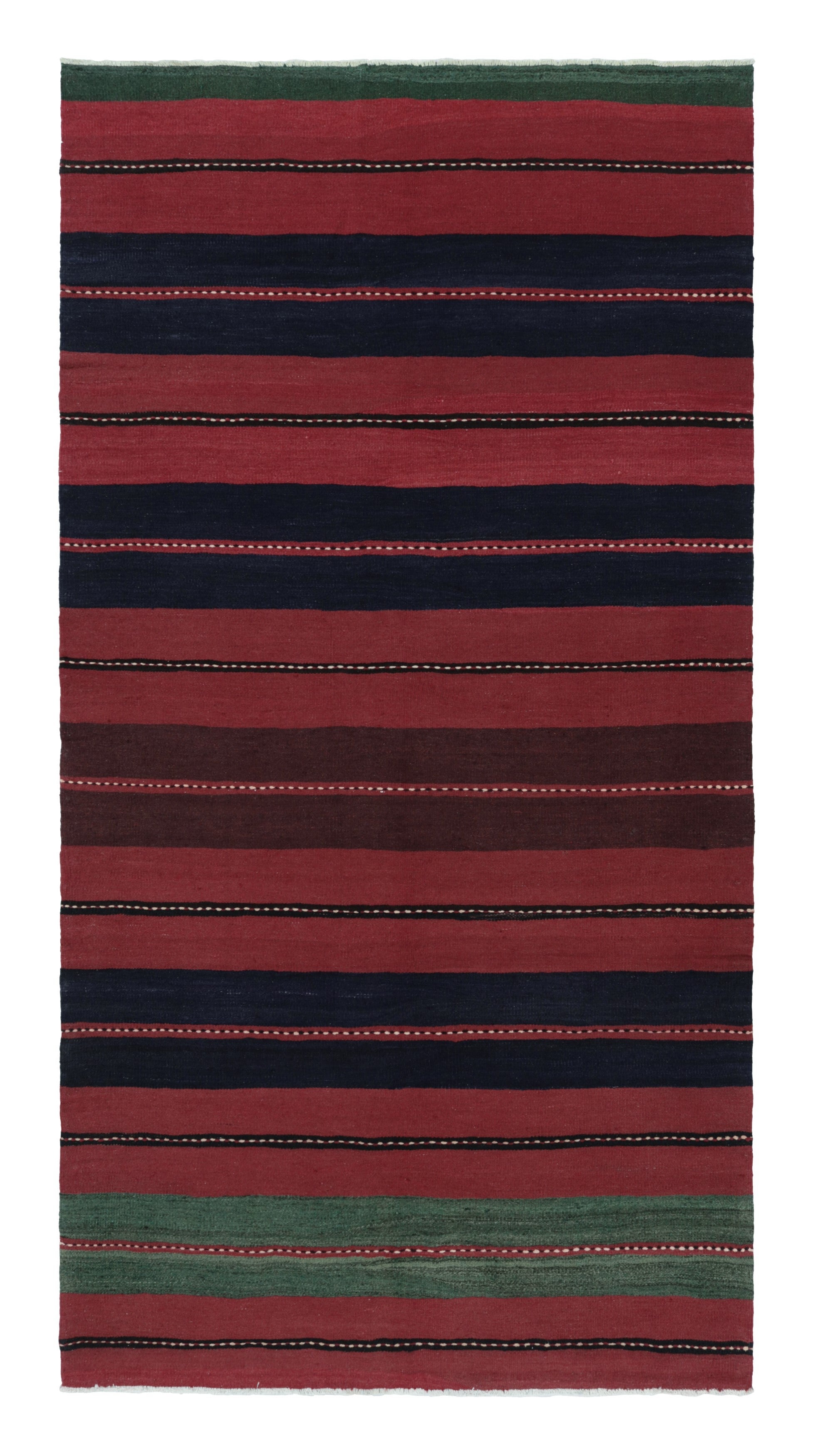 Vintage Bakhtiari Persian Kilim, Red and Black Geometric Stripes - Rug & Kilim