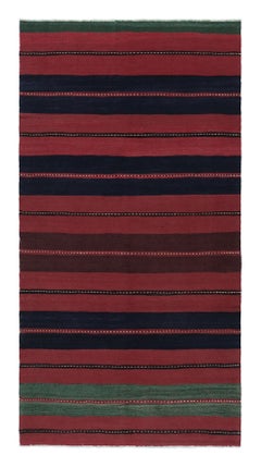 Vintage Bakhtiari Persian Kilim, Red and Black Geometric Stripes - Rug & Kilim