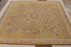 Rug & Kilim’s Aubusson Style Flat Weave in Beige, Cream Medallion Floral Pattern