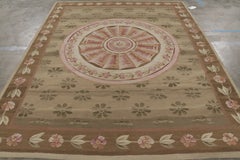 Rug & Kilim’s Aubusson Style Rug in Beige-Brown and Pink with Floral Medallion