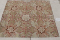 Rug & Kilim’s Aubusson Flat Weave Style Rug, Beige-Brown, Pink Floral Pattern