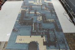 Rug & Kilim’s Deco Style Modern Rug in Blue, Black Geometric Pattern