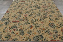 Rug & Kilim’s Tudor Style Rug in Cream with Teal Floral Patterns