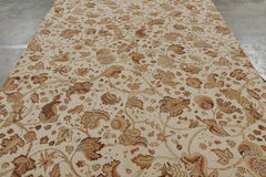 Rug & Kilim’s Tudor Style Rug in White & Cream with Beige-Brown Floral Patterns