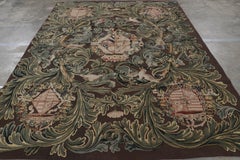 Rug & Kilim’s Armorial Tudor Style Rug in Black, with Beige, Blue and Gold Tones