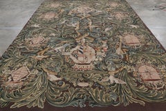 Rug & Kilim’s Armorial Tudor Style Rug in Black, with Beige, Blue and Gold Tones