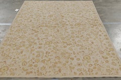 Rug & Kilim’s Tudor Style Rug in White with Beige-Brown Floral Patterns