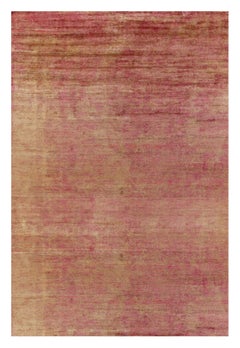 Tapis contemporain surdimensionné à rayures rouges et or de Rug & Kilim
