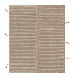 Rug 
Kilim
s Akzent-Kilim, quadratischer Teppich mit strukturierten Streifen in Beige und Taupe