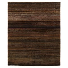 Rug & Kilim's Modern Textural Rug in Brown, Umber And Purple Stripes and Striae