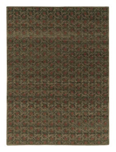 Rug 
Kilim
s Modern Block Print Rug Design mit grünen und braunen Blumenmotiven