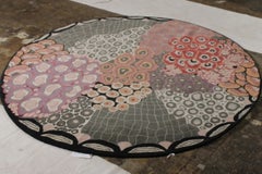 Rug & Kilim’s Mid-Century Modern Style Circle Rug in Green-Gray All Over Pattern