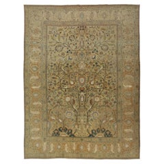 Tapis ancien de Téhéran en laine et soie, tapis et kilim, « Arbre de vie » doré, 1900-1919