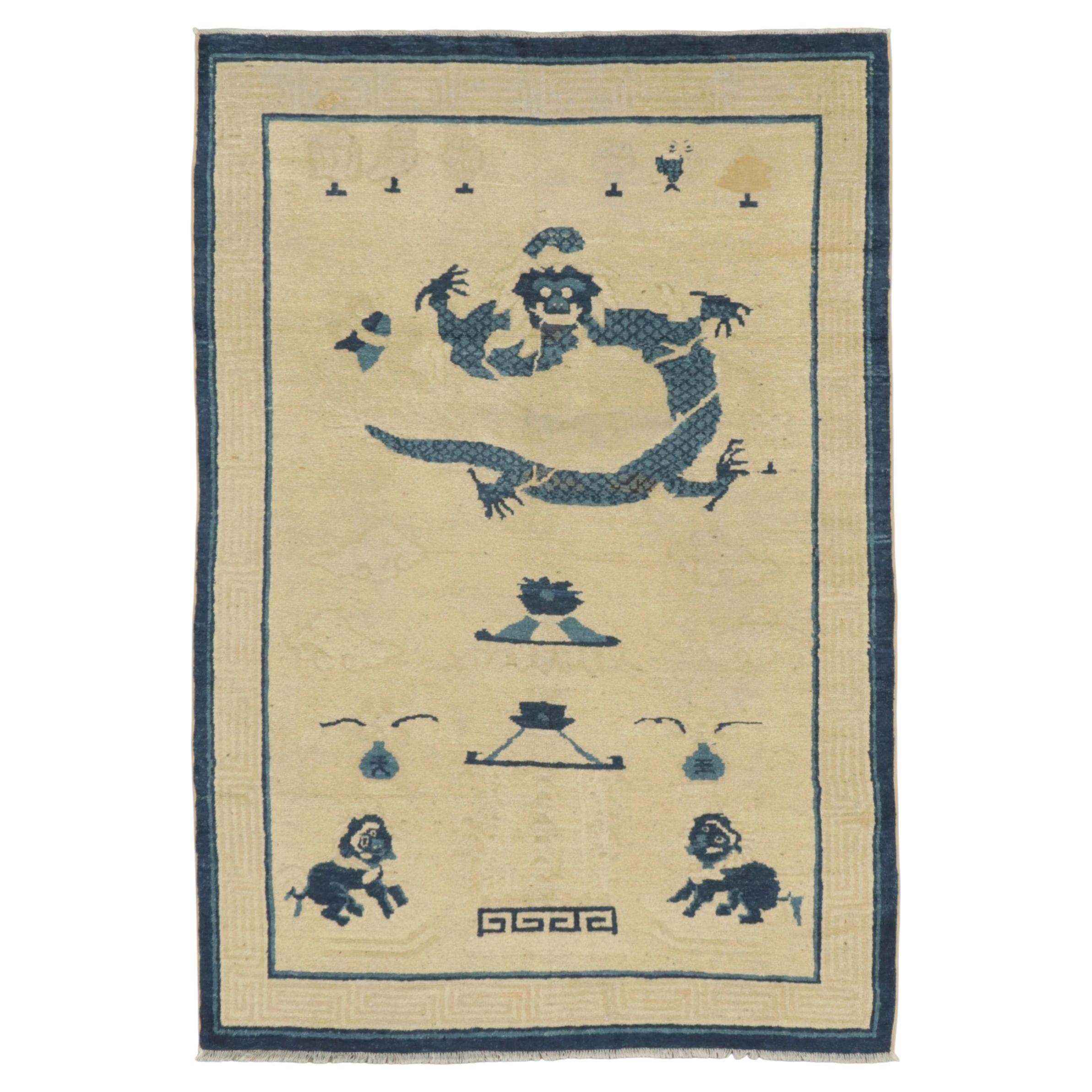 Antique Chinese Wool Rug by Rug & Kilim, Dragon Pictorials, 1920-1929