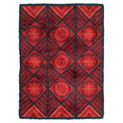 Vintage Swedish Rya Wool Rug by Rug & Kilim, Geometric, 1950–1959
