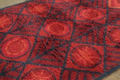 Vintage Swedish Rya Wool Rug by Rug & Kilim, Geometric, 1950–1959