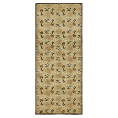 Contemporary Block Print Floral Wool Runner by Rug & Kilim, India