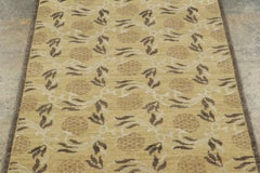 Contemporary Block Print Floral Wool Runner by Rug & Kilim, India