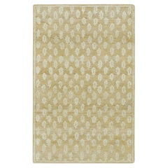Contemporary Block Print Floral Natural Silk Runner by Rug & Kilim, India