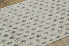 Contemporary Block Print Geometric Natural Silk Runner by Rug & Kilim, India