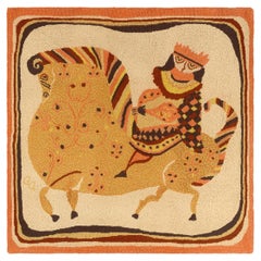 Vintage Hooked Evelyn Ackerman Square Wool Tapestry by Rug & Kilim, 1960