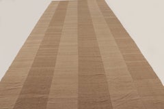 Oversized Vintage Persian Mazandaran Kilim Runner in Brown Stripes - Rug & Kilim