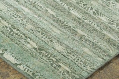 Contemporary Block Print Geometric Natural Silk Runner by Rug & Kilim, India