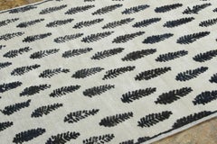 Contemporary Floral Block Print Natural Silk Rug by Rug & Kilim, India