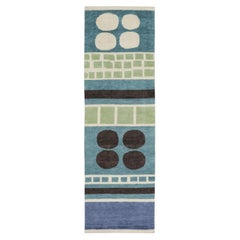 Contemporary French Deco Geometric Wool Runner by Rug & Kilim, India
