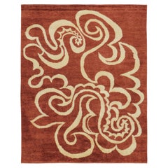 Contemporary Mid-Century Modern Abstract Natural Silk Rug by Rug & Kilim, India