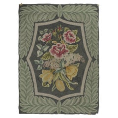 Antique Hooked Wool Rug with Floral Bouquet Medallion, by Rug & Kilim, 1920-1929