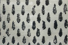 Rug & Kilim's Block Print Rug with Textural Botanical Motif in Ivory & Black
