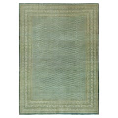 Antiker persischer Saraband-Teppich mit durchgehenden Mustern in Beige und Blaugrün – Teppiche & Kelims