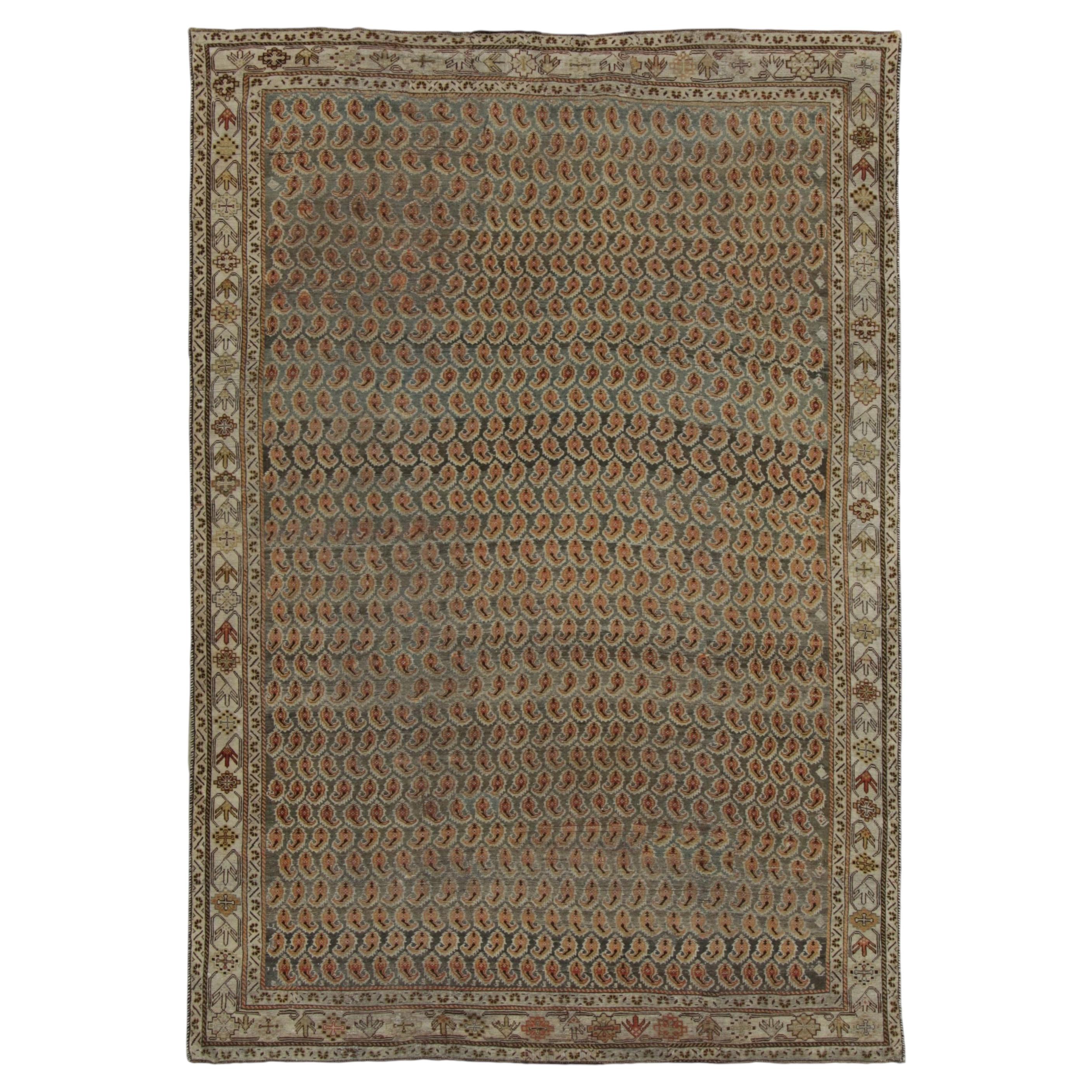 Antique Persian Malayer Rug with All-Over Paisley Field in Green - Rug & Kilim