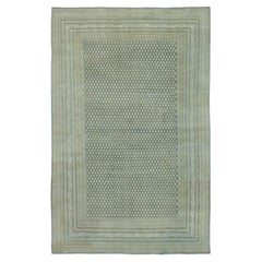 Antique Persian Saraband Rug Intricate Boteh Grid in Green Hues - Rug & Kilim