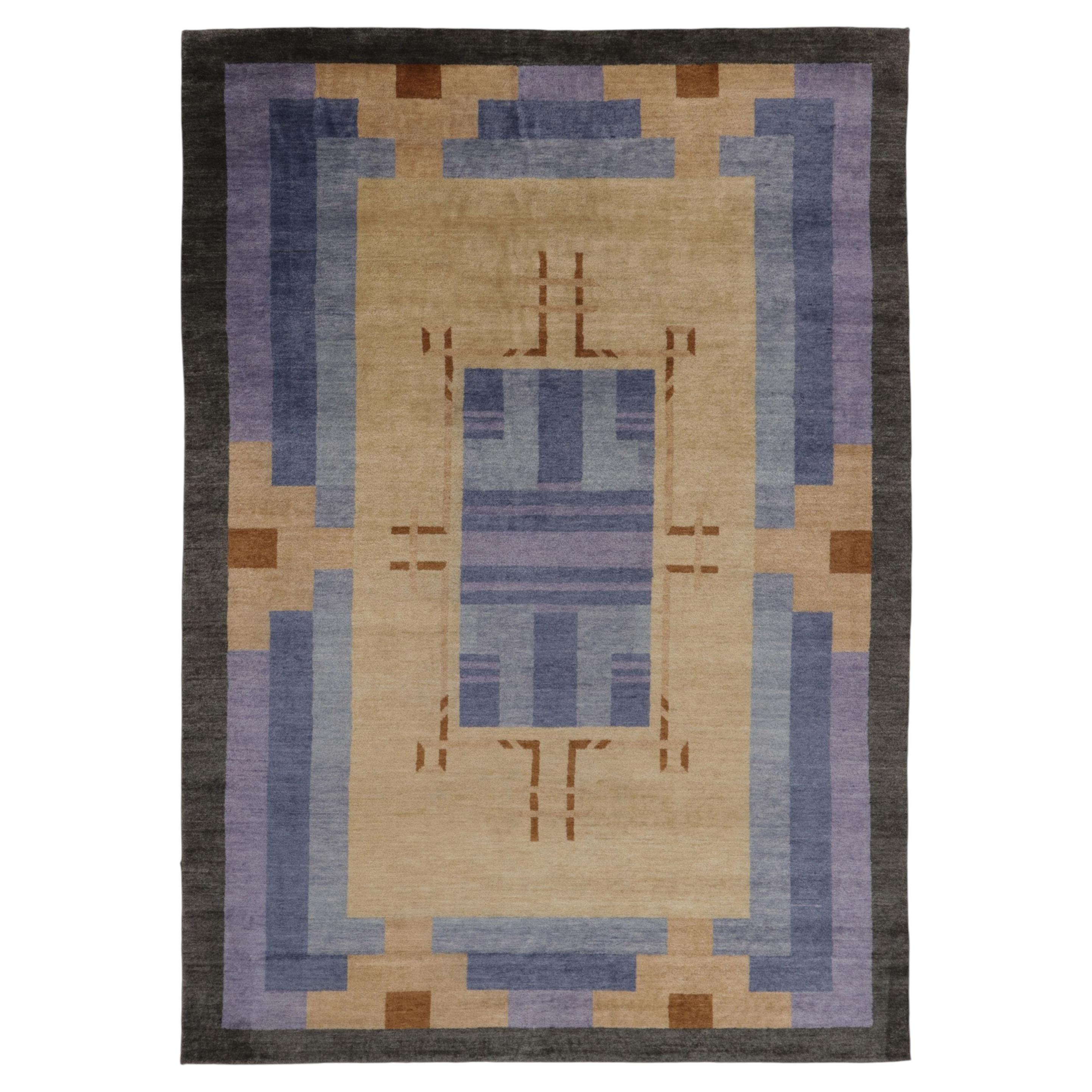 Alfombra geométrica de lana de estilo Art Déco contemporáneo de Rug & Kilim, India en venta