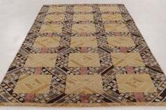 Contemporary Scandinavian Style Geometric Ochre Wool Rug by Rug & Kilim, India