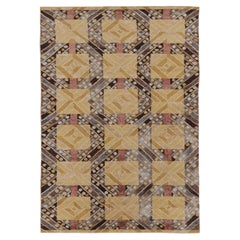 Contemporary Scandinavian Style Geometric Ochre Wool Rug by Rug & Kilim, India