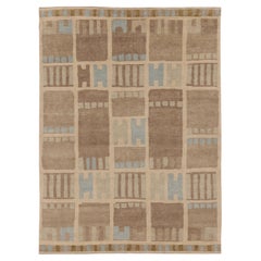 Contemporary Scandinavian Style Geometric Taupe Wool Rug by Rug & Kilim, India